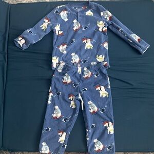 Blue Pajama Set with Cartoon Print
